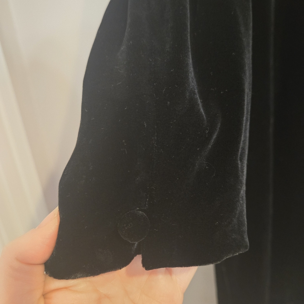 Lands End Black Velvet Long Sleeve Sheath Dress w/ Shoulder Pads Womens Size 12 - Picture 3 of 6
